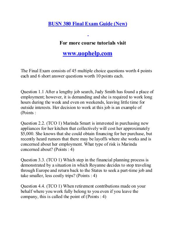 BUSN 380 help Making Decisions/uophelp.com BUSN 380 help Making Decisions/uophelp.com