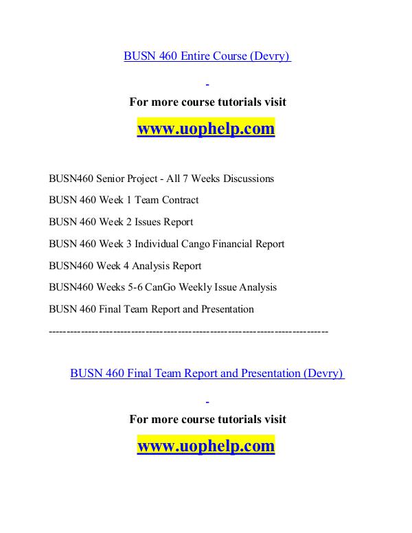 BUSN 460 help Making Decisions/uophelp.com BUSN 460 help Making Decisions/uophelp.com