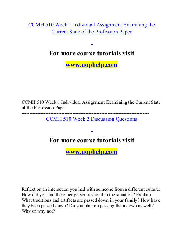 CCMH 510 help Making Decisions/uophelp.com CCMH 510 help Making Decisions/uophelp.com