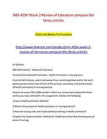 NRS 429V Week 2 Review of Literature compare the three articles