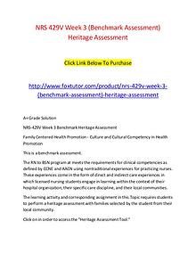 NRS 429V Week 3 (Benchmark Assessment) Heritage Assessment