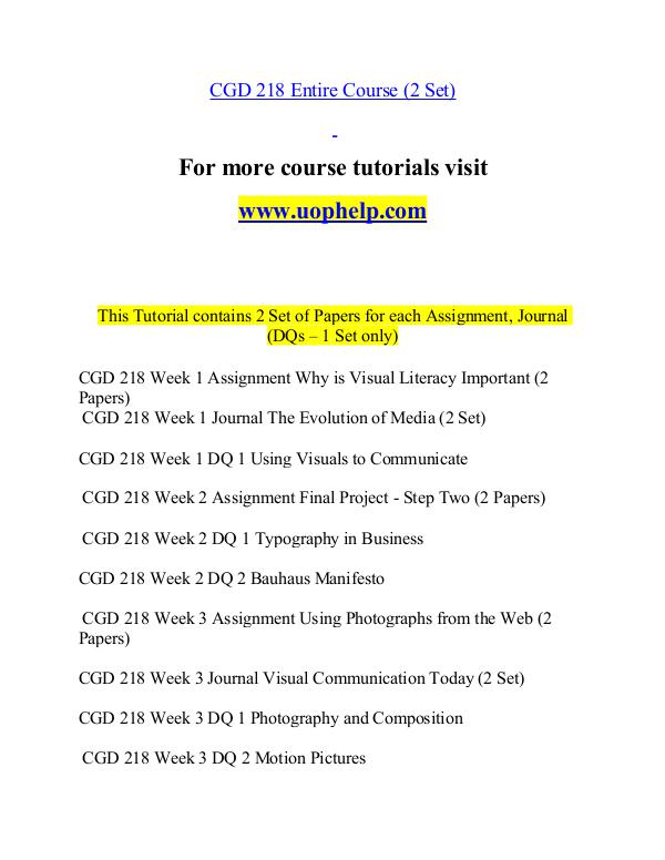 CGD 218 help Making Decisions/uophelp.com CGD 218 help Making Decisions/uophelp.com