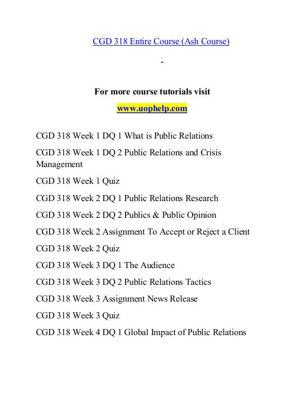 CGD 318 help Making Decisions/uophelp.com CGD 318 help Making Decisions/uophelp.com