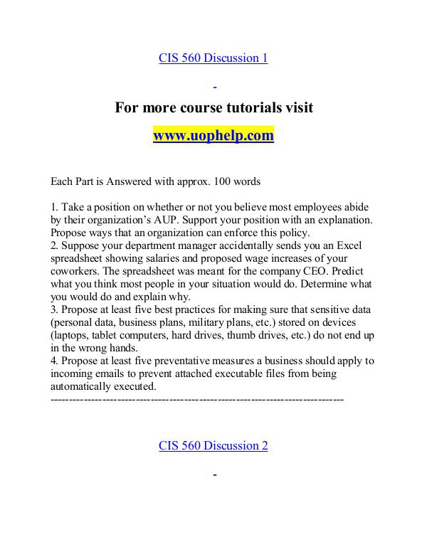 CIS  560 help Making Decisions/uophelp.com CIS  560 help Making Decisions/uophelp.com