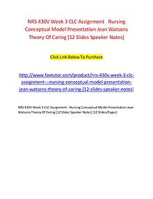 NRS 430V Week 3 CLC Assignment   Nursing Conceptual Model Presentatio