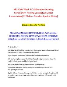 NRS 430V Week 3 Collaborative Learning Community Nursing Conceptual M