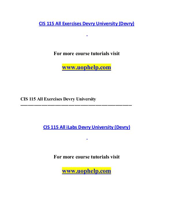 CIS 115 (Devry) help Making Decisions/uophelp.com CIS 115 (Devry) help Making Decisions/uophelp.com