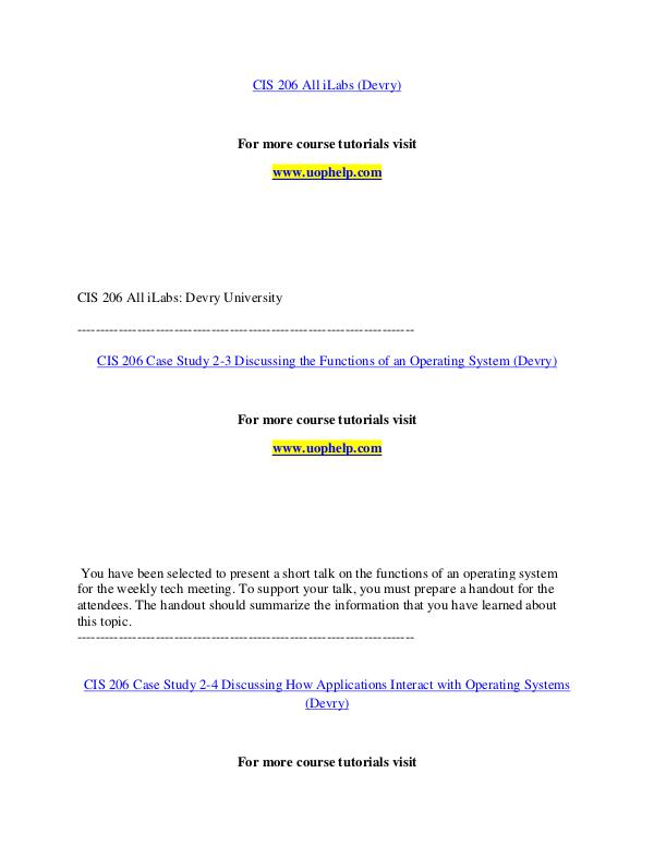 CIS 206 (Devry) help Making Decisions/uophelp.com CIS 206 (Devry) help Making Decisions/uophelp.com