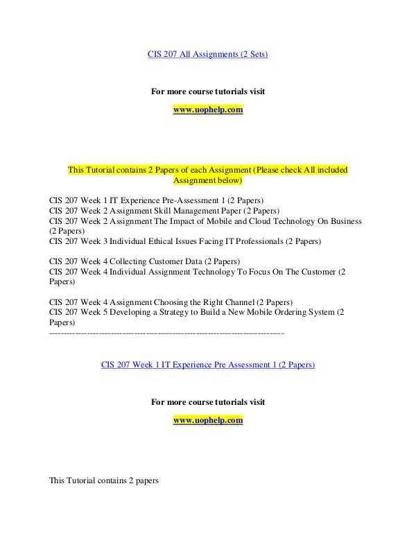 CIS 207 help Making Decisions/uophelp.com CIS 207 help Making Decisions/uophelp.com