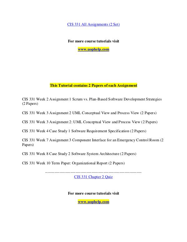 CIS 331 help Making Decisions/uophelp.com CIS 331 help Making Decisions/uophelp.com