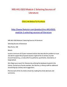 NRS 441 0102 Module 1 Selecting Sources of Literature