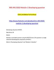 NRS 441 0102 Module 1 Developing question