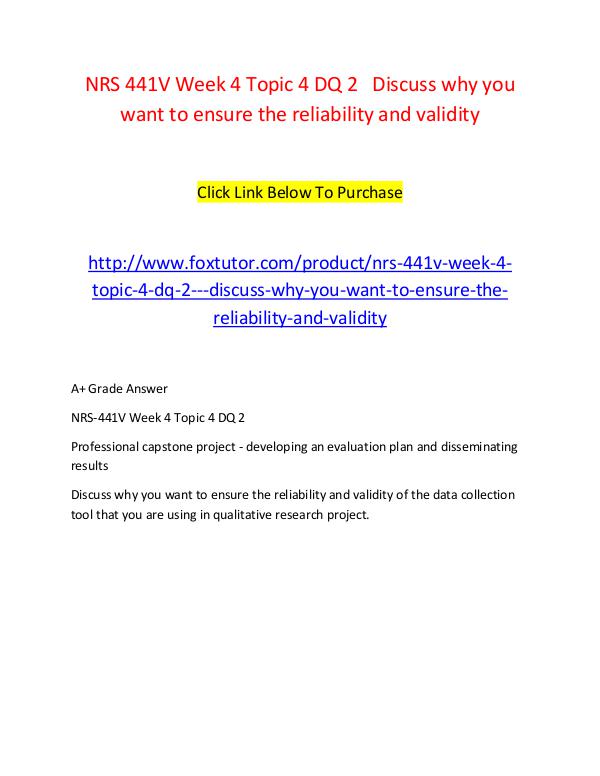 NRS 441V Week 4 Topic 4 DQ 2   Discuss why you want to ensure the rel NRS 441V Week 4 Topic 4 DQ 2   Discuss why you wan