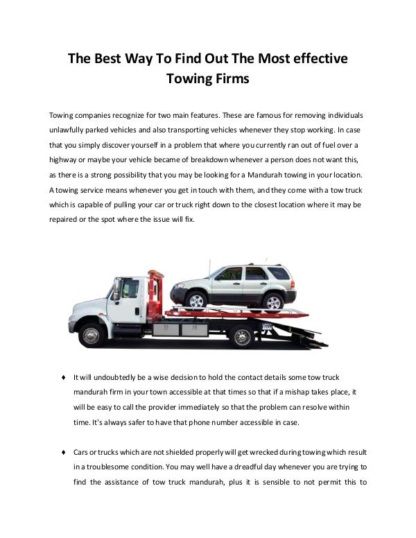 Towing Service Mandurah the most exceptional tow truck service towingmandurah