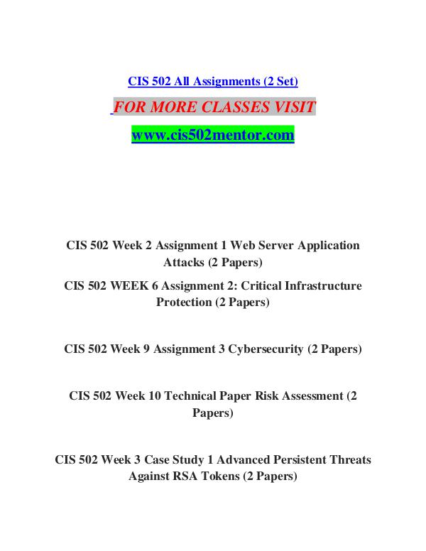CIS 502 MENTOR  Great Stories/cis502mentor.com CIS 502 MENTOR  Great Stories/cis502mentor.com