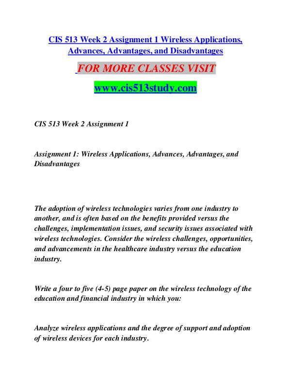 CIS 513 STUDY Great Stories/cis513study.com CIS 513 STUDY Great Stories/cis513study.com