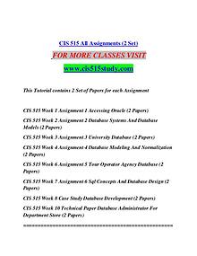 CIS 515 STUDY  Great Stories/cis515study.com