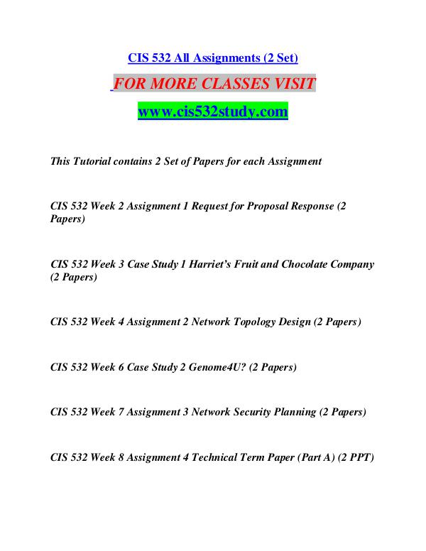 CIS 532 STUDY Great Stories/cis532study.com CIS 532 STUDY Great Stories/cis532study.com