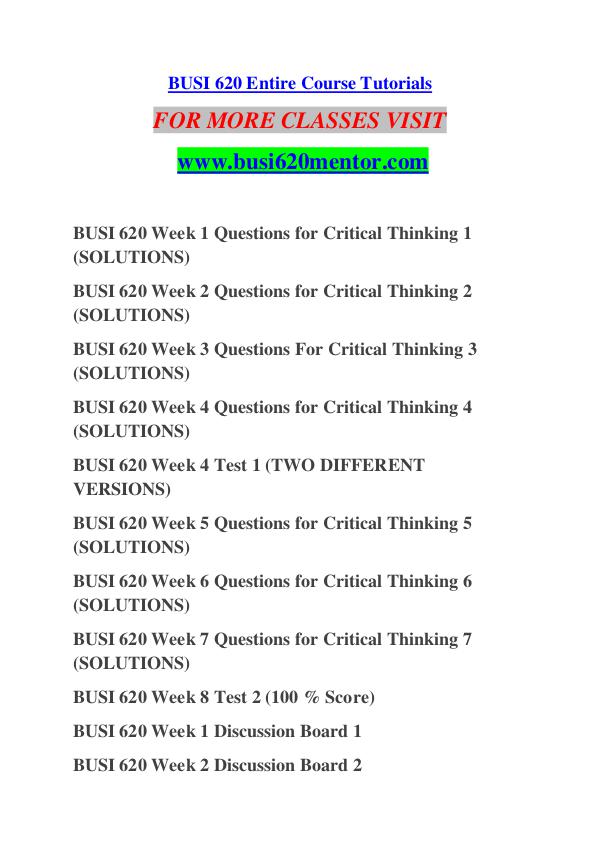 BUSI 620 MENTOR Keep Learning /busi620mentor.com BUSI 620 MENTOR Keep Learning /busi620mentor.com