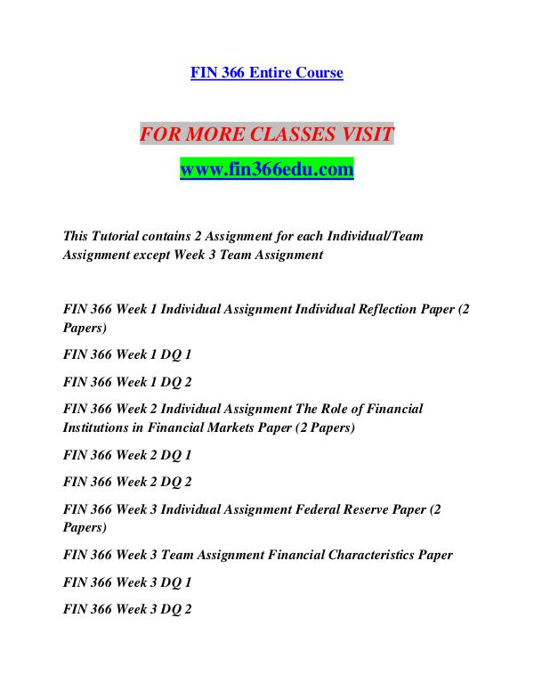 FIN 366 EDU Imagine Your Future /fin366edu.com FIN 366 EDU Imagine Your Future /fin366edu.com