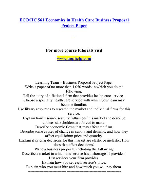 ECOHC 561 help A Clearer path to student success/uophelp.com ECOHC 561 help A Clearer path to student success/u