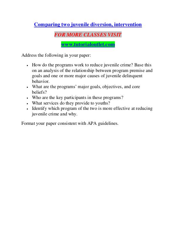 COMPARING TWO JUVENILE DIVERSION, INTERVENTION / TUTORIALOUTLET DOT C COMPARING TWO JUVENILE DIVERSION, INTERVENTION / T