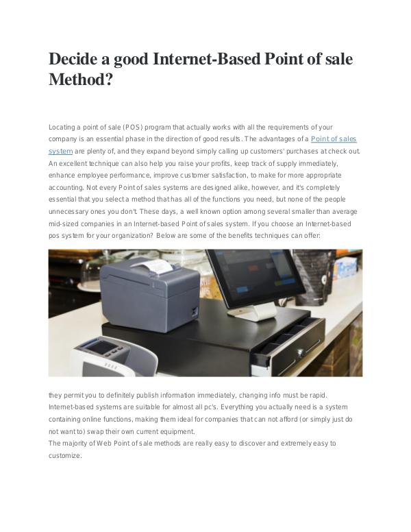 Decide a good Internet-Based Point of sale Method? Decide a good Interne -Based Point of sale Method