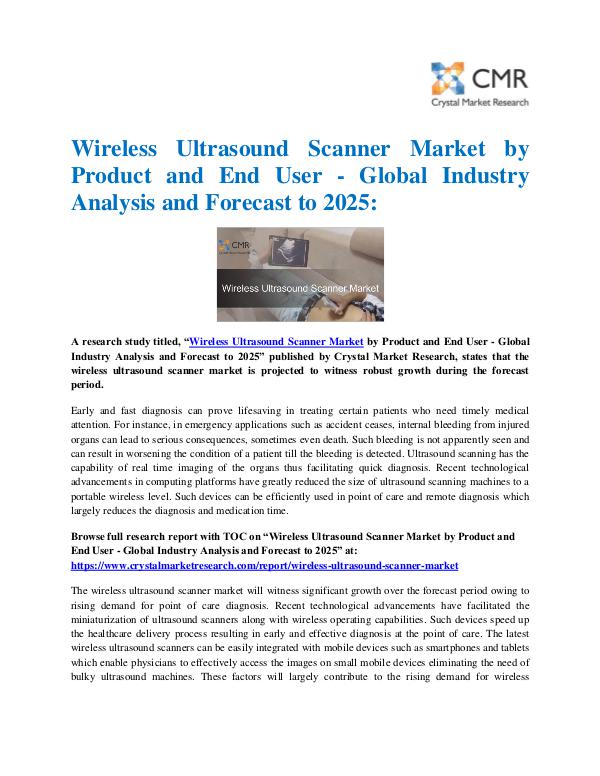 Wireless Ultrasound Scanner Market by Product and