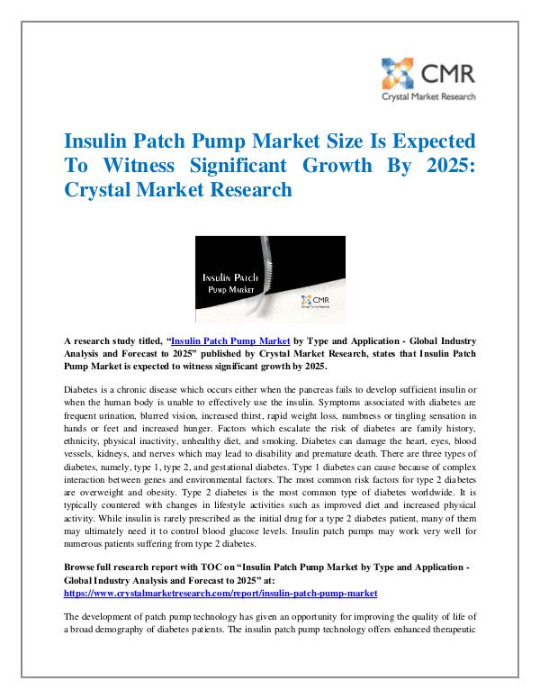 Insulin Patch Pump Market