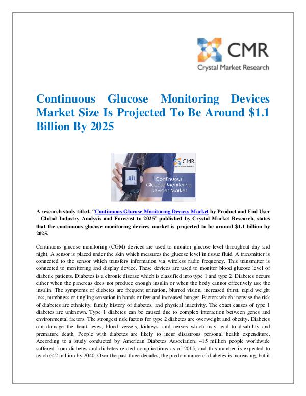 Continuous Glucose Monitoring Devices Market by Pr