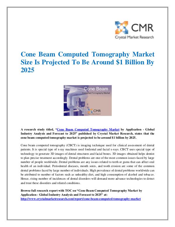 Market Research Reports- Consulting Analysis Crystal Market Research Cone Beam Computed Tomography Market