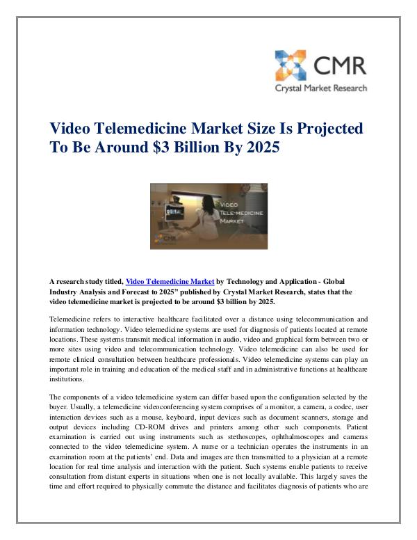 Video Telemedicine Market