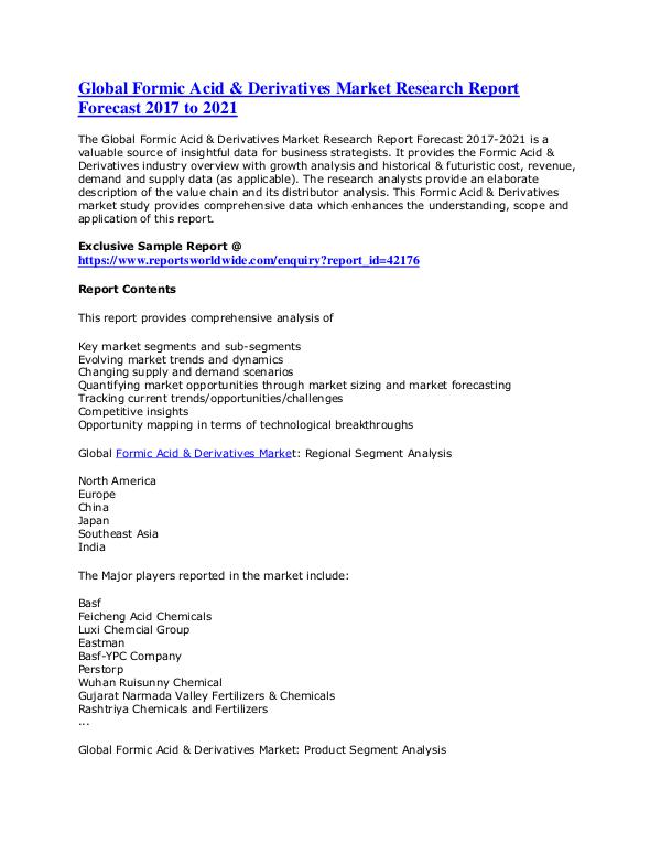 Global Formic Acid & Derivatives Market