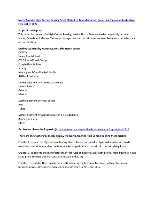 North America High Carbon Bearing Steel Market by