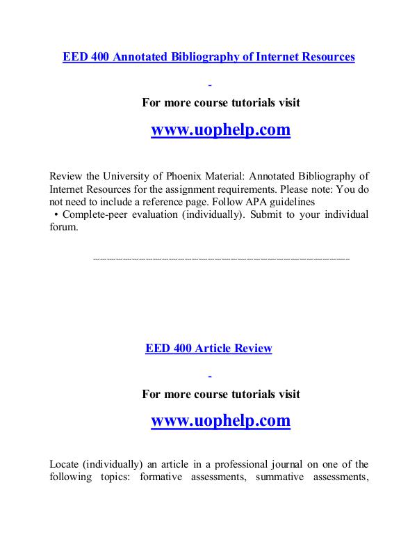 EED 400 help A Clearer path to student success/uophelp.com EED 400 help A Clearer path to student success/uop