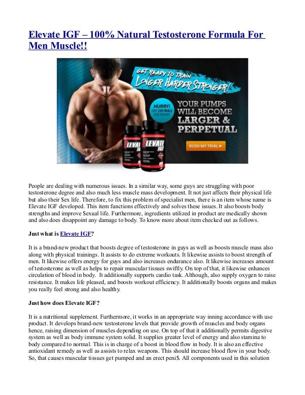 Elevate IGF – 100% Natural Testosterone Formula Fo