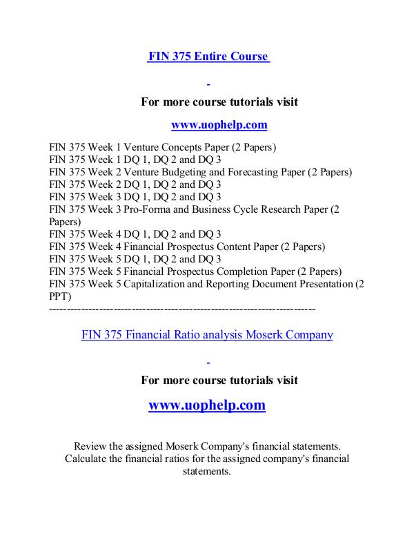 FIN 375 help A Clearer path to student success/uophelp.com FIN 375 help A Clearer path to student success/uop
