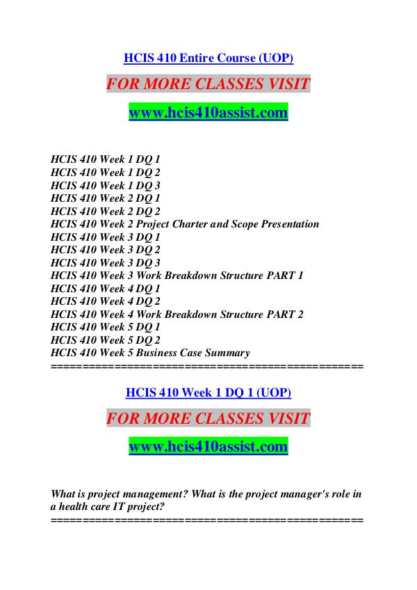 HCIS 410 ASSIST Keep Learning /hcis410assist.com HCIS 410 ASSIST Keep Learning /hcis410assist.com