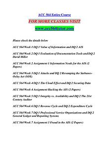 ACC 564 TUTOR Start With a Dream /acc564tutor.com