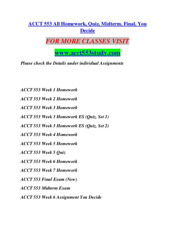 ACCT 553 STUDY  Start With a Dream /acct553study.com ACCT 553 STUDY  Start With a Dream /acct553study.c