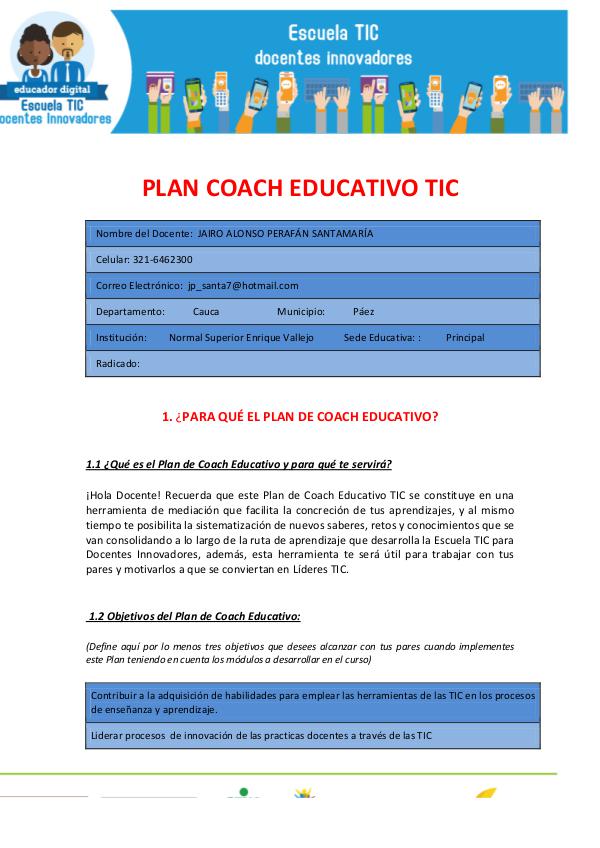 LA HORA DE LAS TIC PLAN COACH