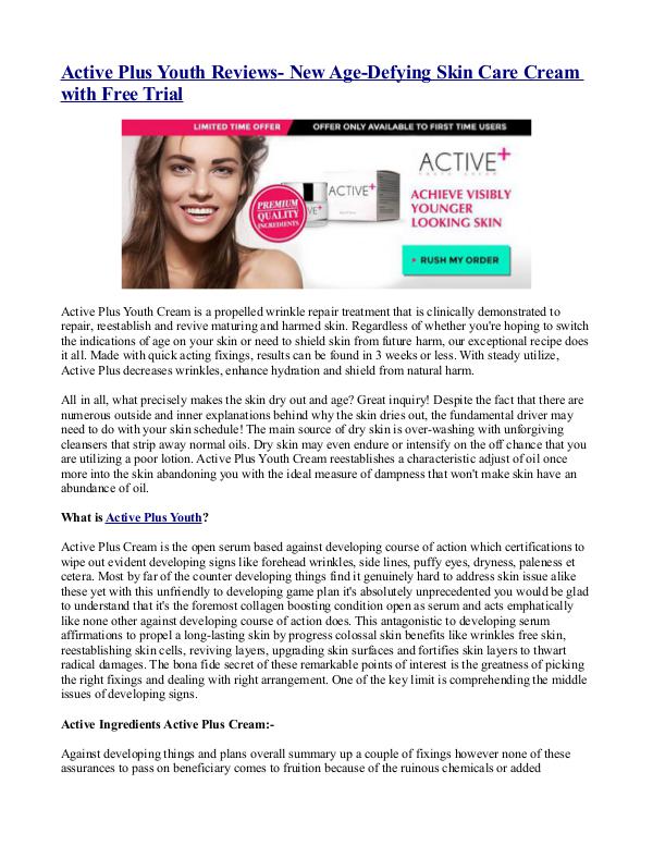 Active Plus Youth Reviews- New Age-Defying Skin Ca