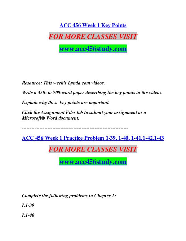 ACC 456 STUDY Start With a Dream /acc456study.com ACC 456 STUDY Start With a Dream /acc456study.com