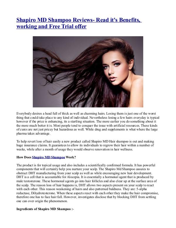 Shapiro MD Shampoo Reviews- Read it's Benefits, working and Free Tria Shapiro MD Shampoo Reviews- Read it's Benefits, wo