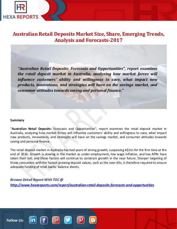 Hexa Reports Australian Retail Deposits Market