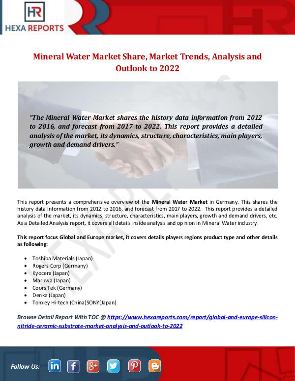 Hexa Reports Mineral Water Market Share, Market Trends, Analysi