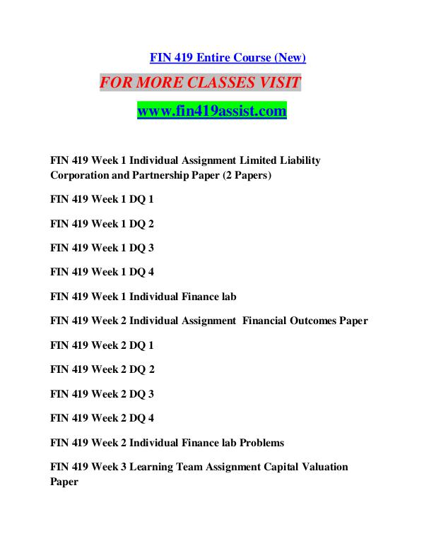 FIN 419 ASSIST Perfect Education/fin419assist.cofi FIN 419 ASSIST Perfect Education/fin419assist.cofi