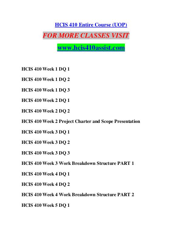 HCIS 410 ASSIST Perfect Education/hcis410assist.com HCIS 410 ASSIST Perfect Education/hcis410assist.co