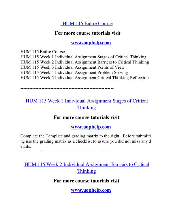 HUM 115  Help A Clearer path to student success/uophelp.com HUM 115  Help A Clearer path to student success/uo