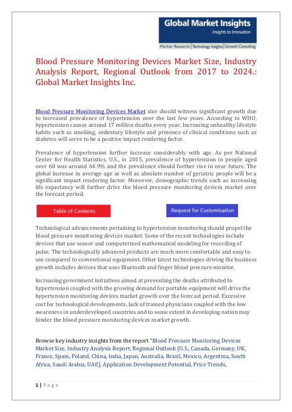 GMI Blood Pressure Monitoring Devices Market